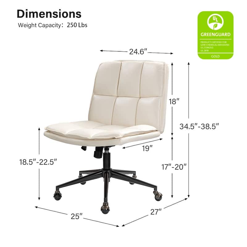 Judy Mid-century Modern Oversize Faux Leather Swivel Tilting Task Office Chair By HULALAHOME