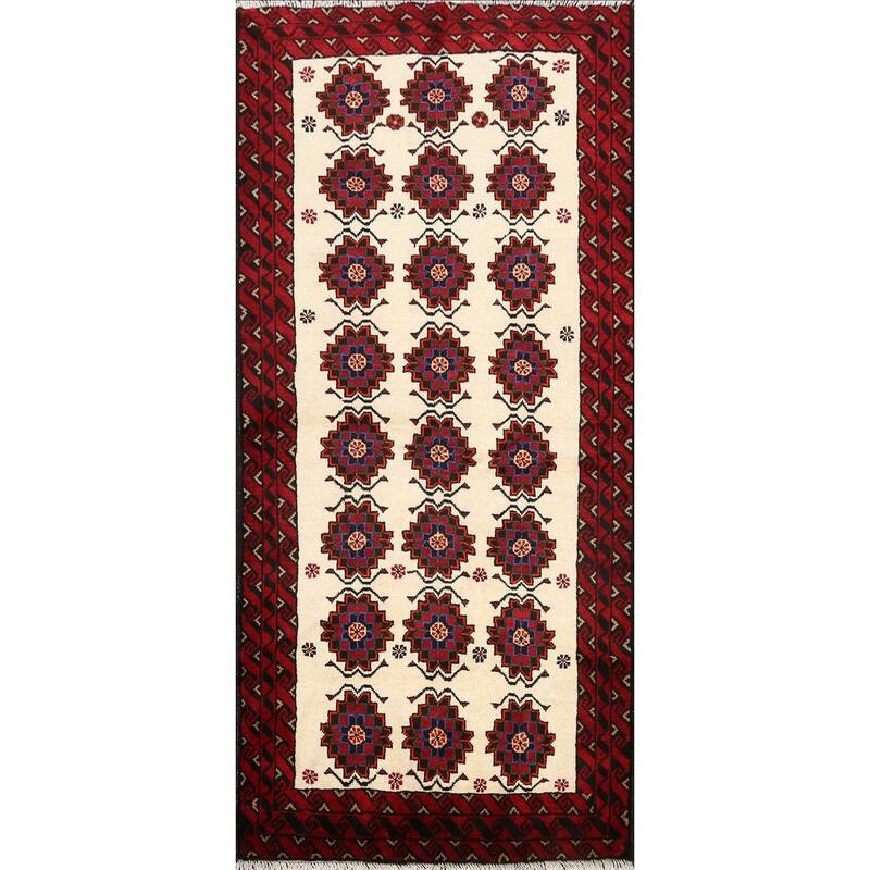 Traditional Geometric Balouch Persian Area Rug Wool Hand-knotted - 3'5" x 6'1"