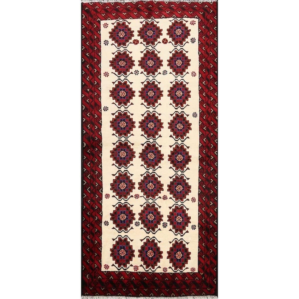 Traditional Geometric Balouch Persian Area Rug Wool Hand-knotted - 3'5" x 6'1"