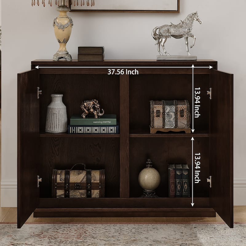 Roomfitters V-Shape Fluted Sideboard Cabinet Mid-Century Modern Storage Console Buffet for Entryway & Coffee Bar