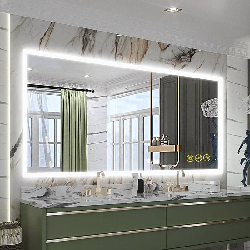 SmartGlow 36x55" Rectangular Dimmable LED Frameless Anti-Fog Bathroom Vanity Mirror - Clear