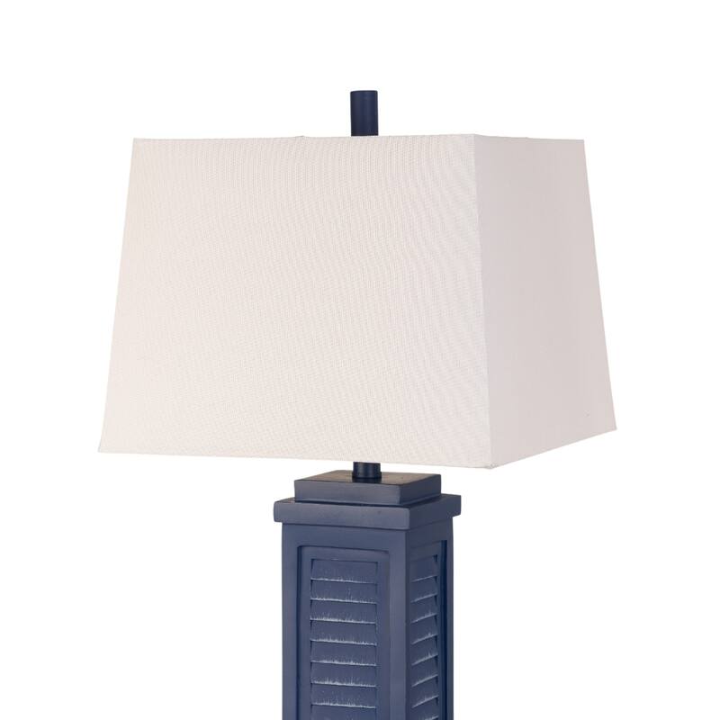 Set of 2 Coastal Table Lamps with USB Port and White Polyresin Base and Fabric Shade 3-Way Switch - 32”H x 5.5”W x 5.5”D