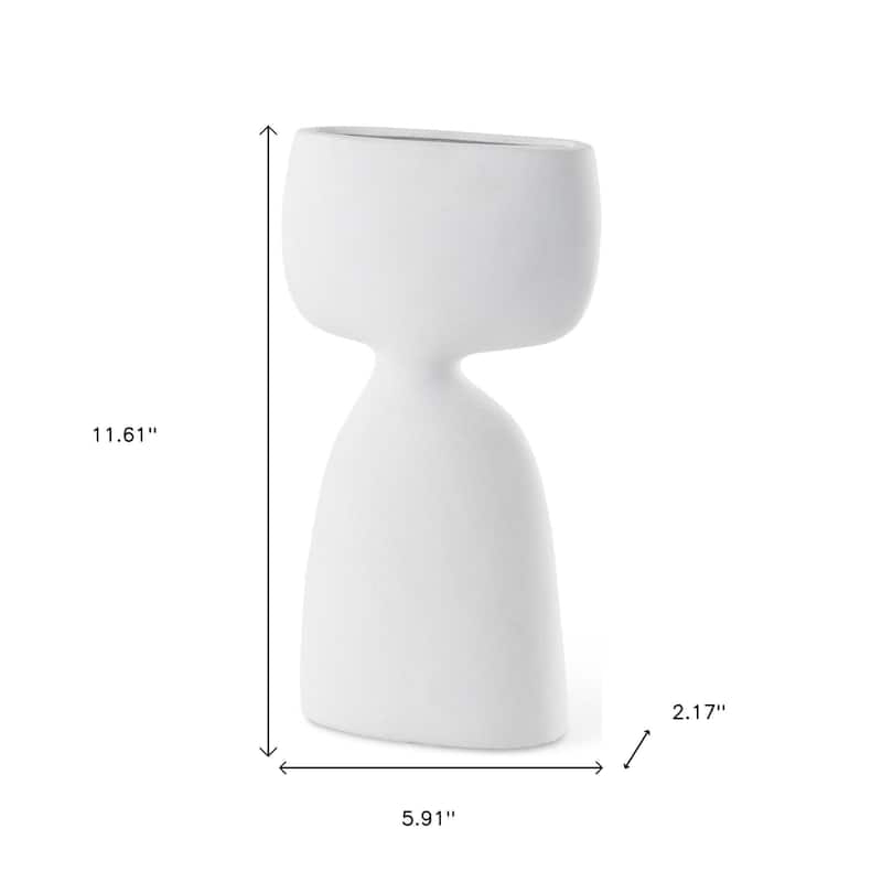 12" White Ceramic Sculptural Table Vase - 5.91