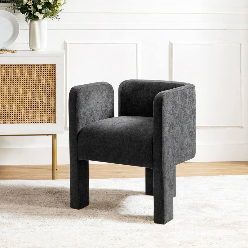 Friedrich Modern Left-facing Cutout Dining Chair with Three-legged Design By HULALA HOME - Charcoal