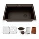 preview thumbnail 1 of 5, 33 Inch Lexicon Platinum Quartz Composite Drop-in Undermount Single Bowl Workstation Galaxy Mocha Kitchen Sink LP-750TM-M Galaxy Mocha 