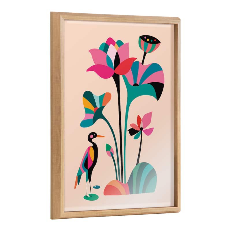 Kate and Laurel Blake Mid Century Modern Lotus Framed Printed Glass by Rachel Lee of My Dream Wall - 18x24 - Plastic - Natural