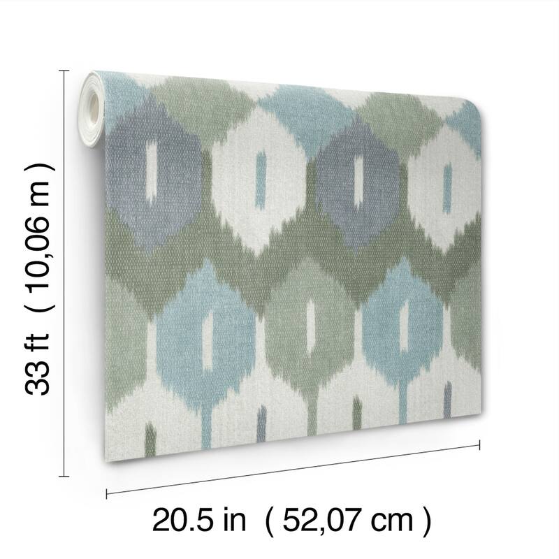 A-Street Prints Abilene Sea Green Ikat Wallpaper