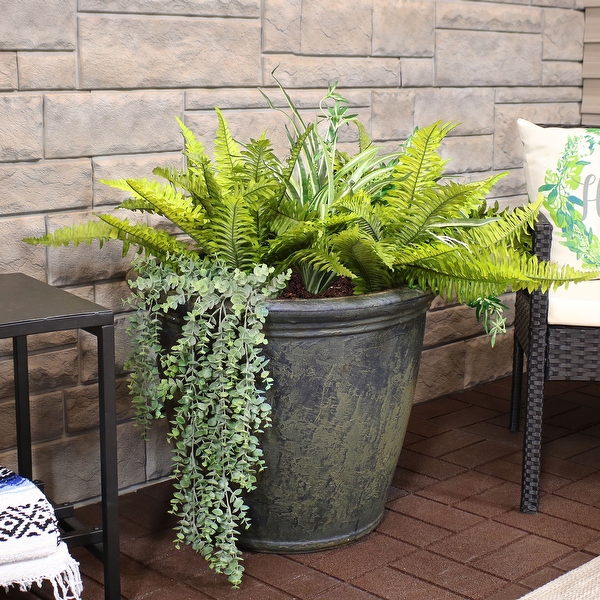 Sunnydaze Anjelica Polyresin Large Round Outdoor Planter - 24