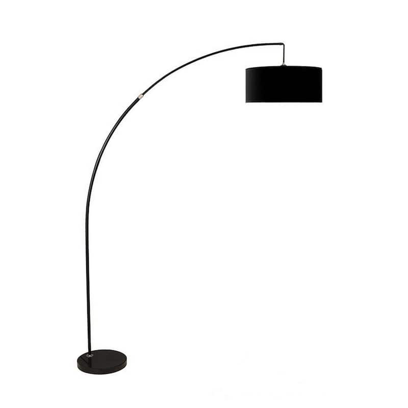 Floor Lamp with Arched Extendable Neck and Marble Base, Black
