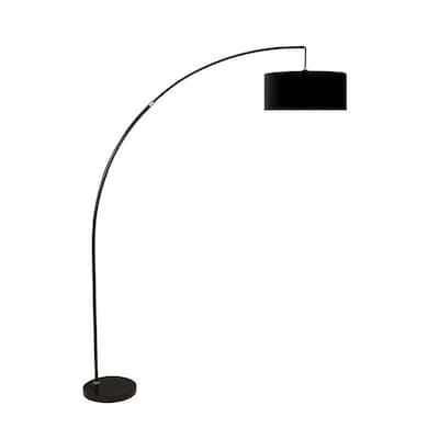 Floor Lamp with Arched Extendable Neck and Marble Base, Black