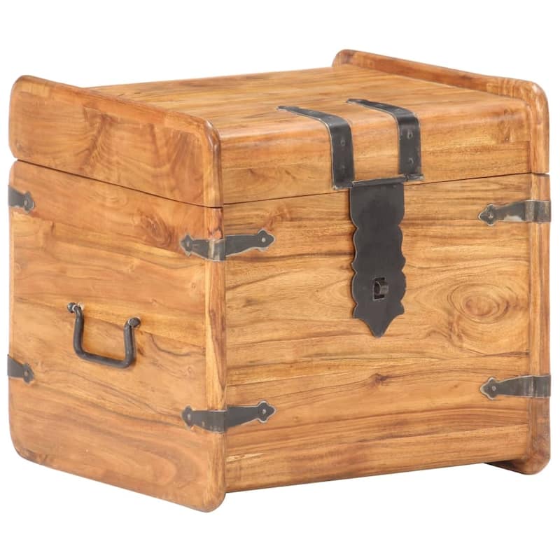 vidaXL Storage Chest Storage Trunk with Latch for Bedroom Solid Wood Acacia - 15.7"x15.7"x15.7" (W x D x H)