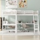 Twin Size L-Shaped Loft Bed with Ladder and 2 Built-in L-Shaped Desks ...