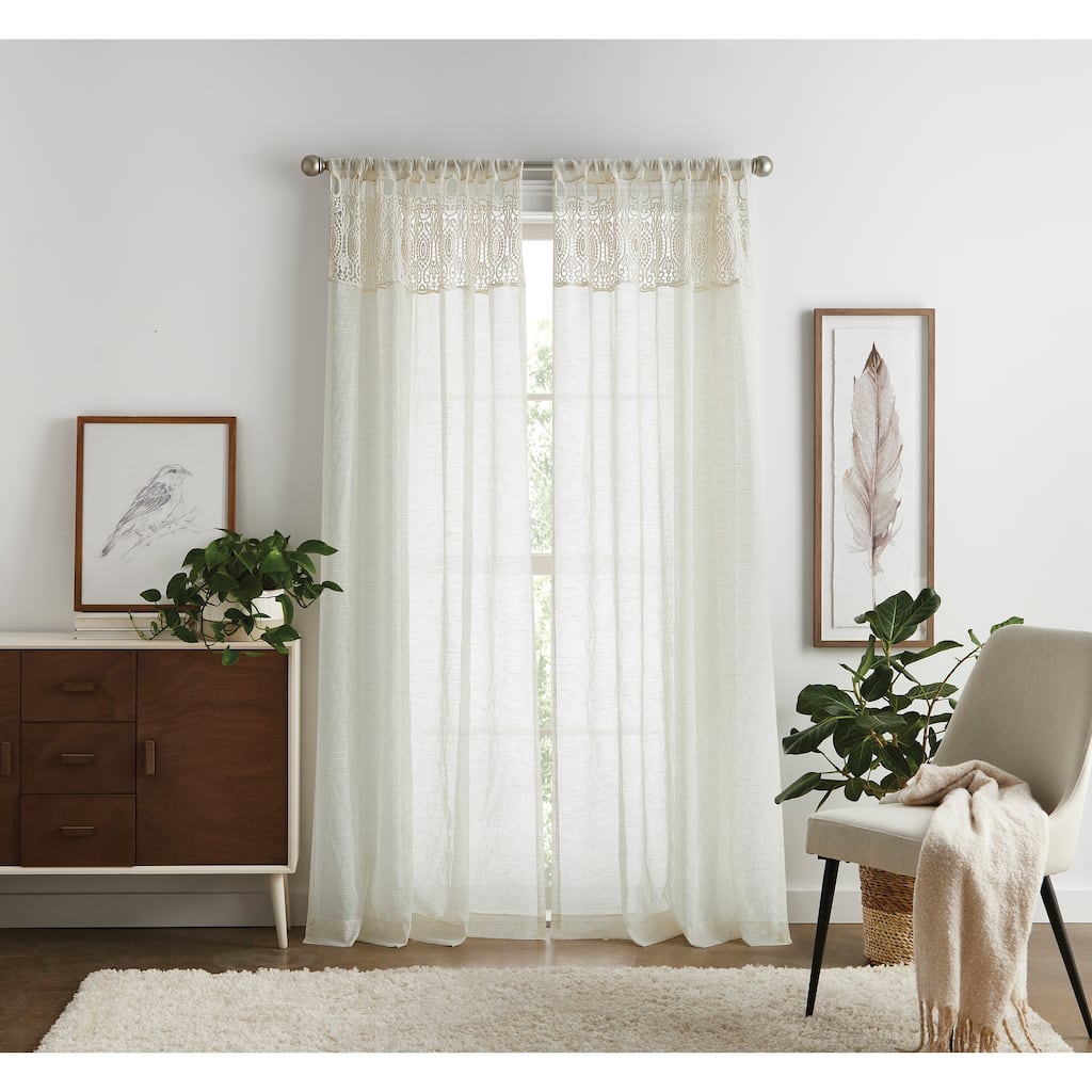 Martha Stewart Piece Macrame Poletop Curtain Panel Pair