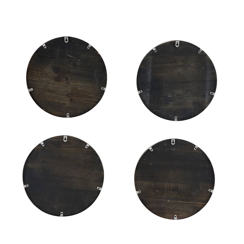 Farmhouse Wood and Metal Round Wall Art Set of 4