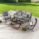 preview thumbnail 4 of 21, Patio Festival 4-Piece Outdoor Metal Sofa and Chair Set with Coffee Table Grey