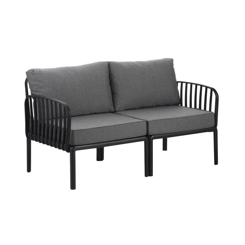 Roomfitters 3-Piece Outdoor Sectional Patio Conversation Set with Coffee Table and Cushions for Porch