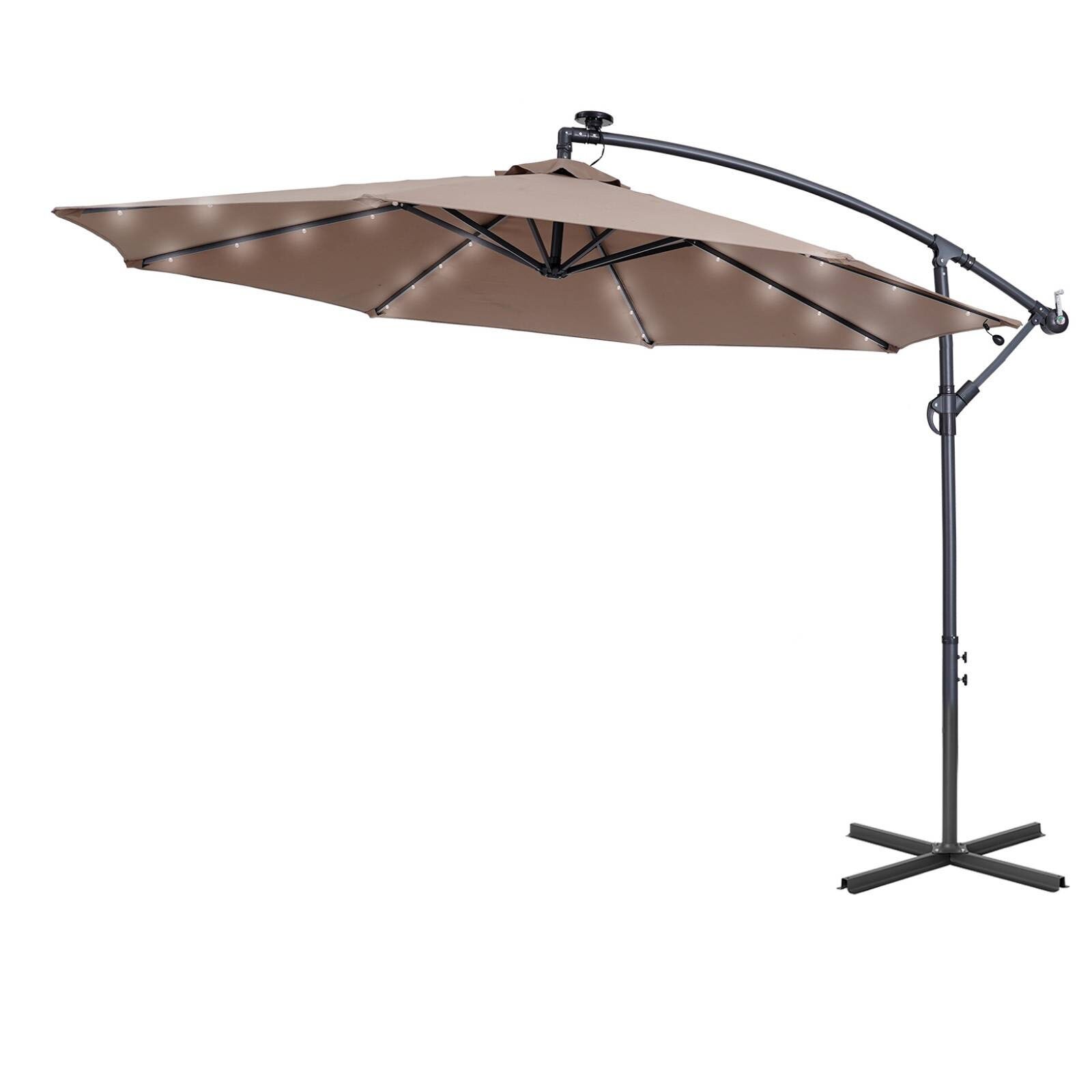 10FT Solar LED Patio Offset Umbrella Outdoor Hanging Umbrella - Bed Bath u0026  Beyond - 33898539