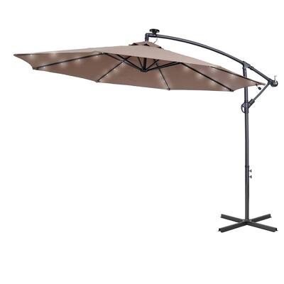 10FT Solar LED Patio Offset Umbrella Outdoor Hanging Umbrella