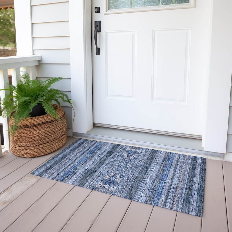 Machine Washable Indoor/ Outdoor Chantille Tribal Boho Rug