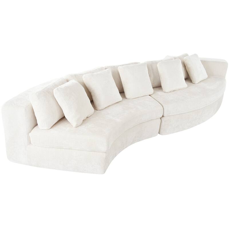115.7" Chenille Modular Sofa Set with Curved Design (4-Seat)