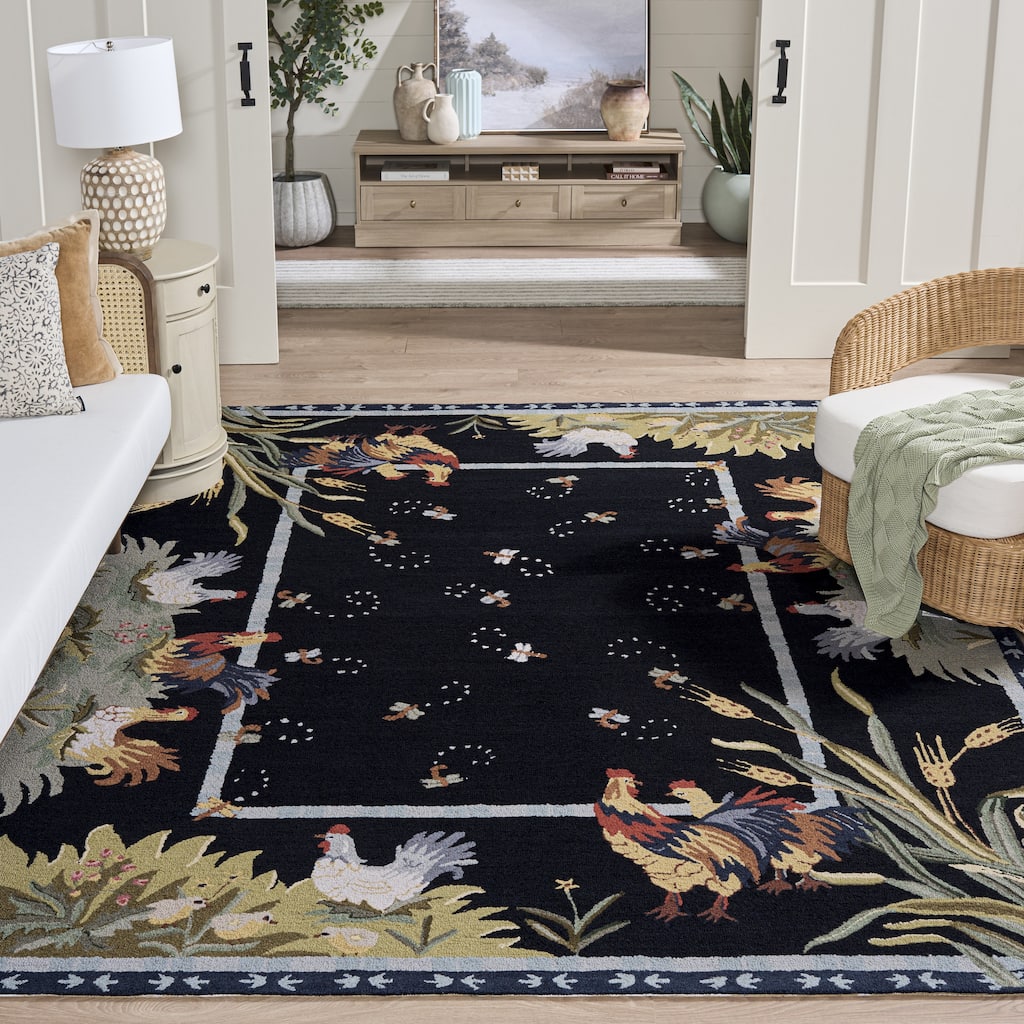 SAFAVIEH Handmade Chelsea Yauheniya French Country Rooster Wool Rug