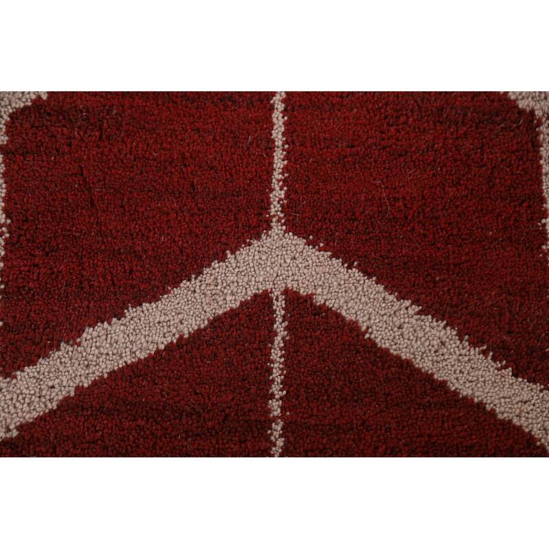 Hand Knotted Oriental 100% Wool Carpet Modern All-Over Red Gabbeh Area Rug - 7' 11'' X 5' 4''