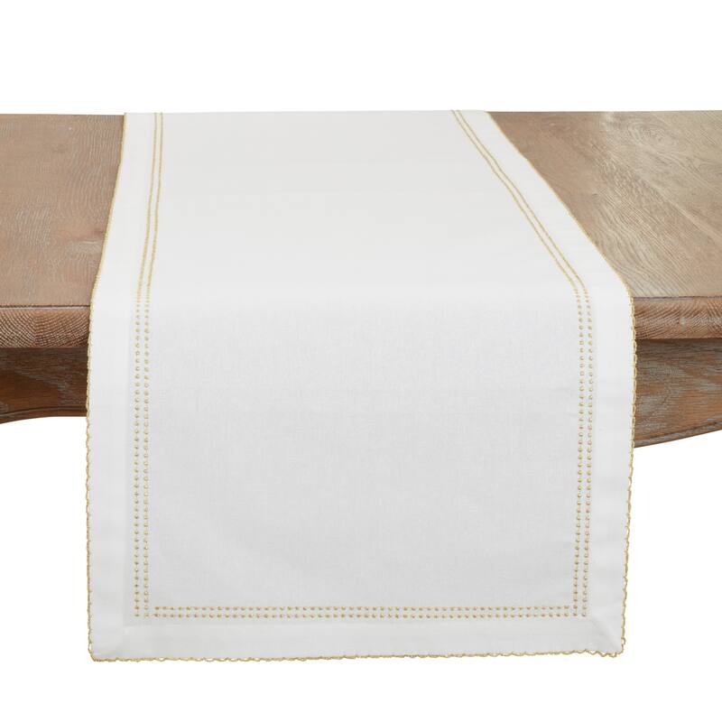 Detailed Edge Embroidery Table Runner - 16"x72" - Gold