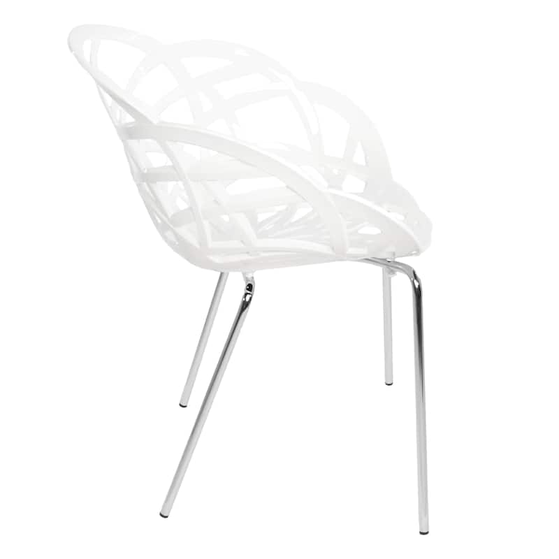 Furnish Theory Fleur-ML Stackable Dining Armchairs Arm Chairs Anti-UV Polycarbonate Shell & Chrome-Plated Steel Legs (Set of 2)