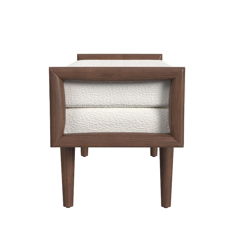 HomePop upholstered Bench with Wood Base - Cream Boucle