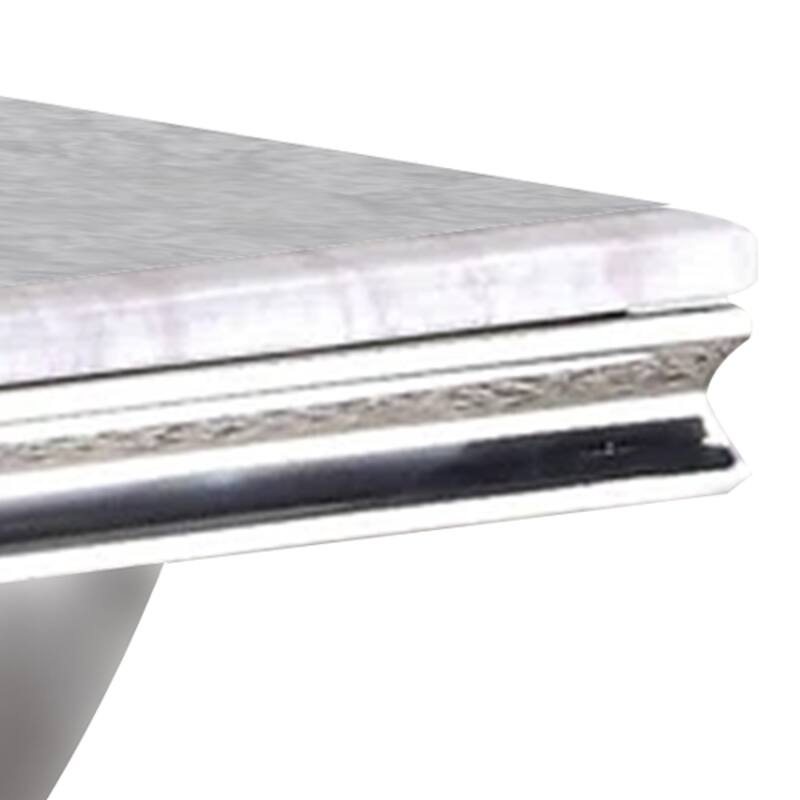 Wety Coffee Table, Faux Marble Top, Chrome Pedestal Base, 51 Inch