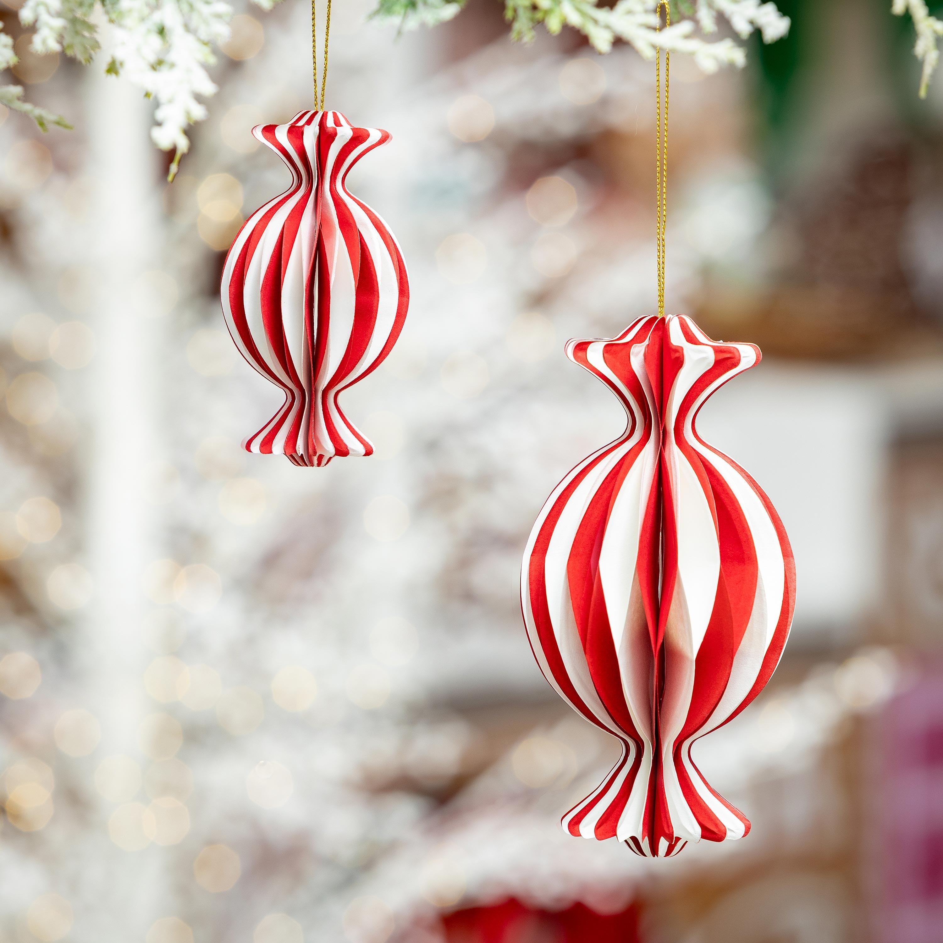 Bright Ornament Peppermint Candy Foldable Paper Set - 6"
