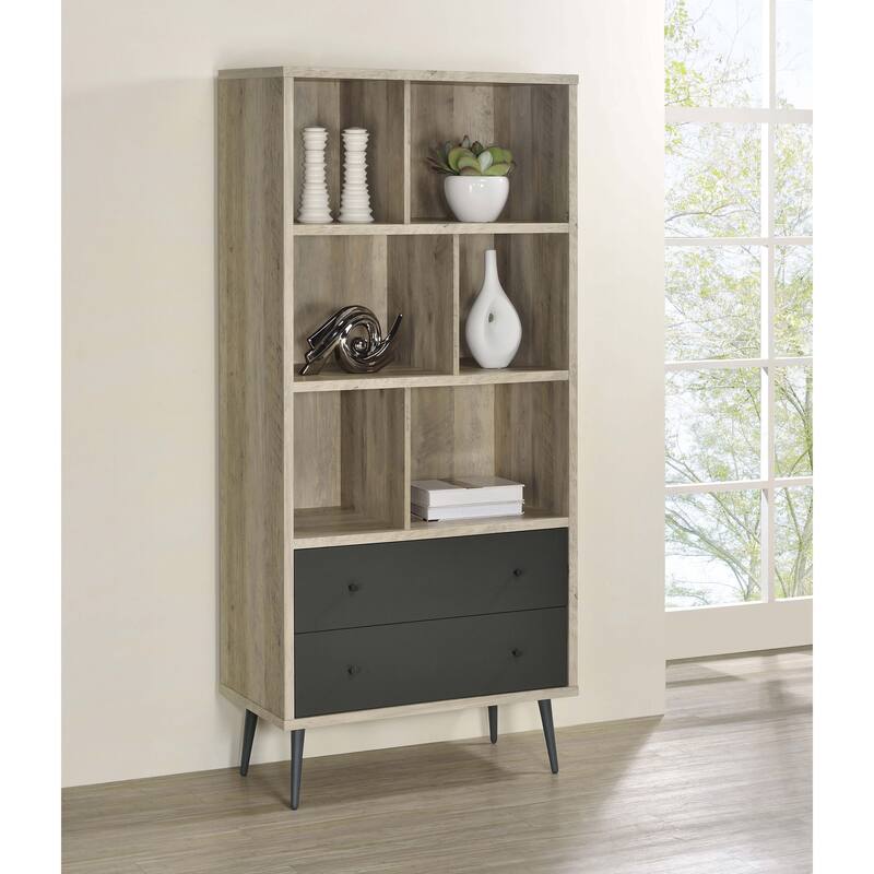 Maeve 70-inch 3-shelf Bookcase with Drawers Distressed Pine - 31.50" x 15.50" x 70.00"