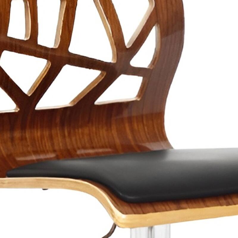 Adjustable Height Bar Chair with Wood Back and Faux Leather Seat - 16” x 18” x 34”