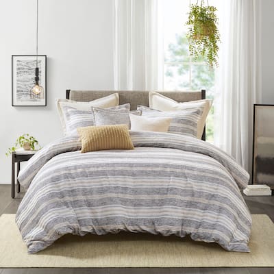 Madison Park Signature Oasis Oversized Chenille Jacquard Comforter Set with Euro Shams and Throw Pillows