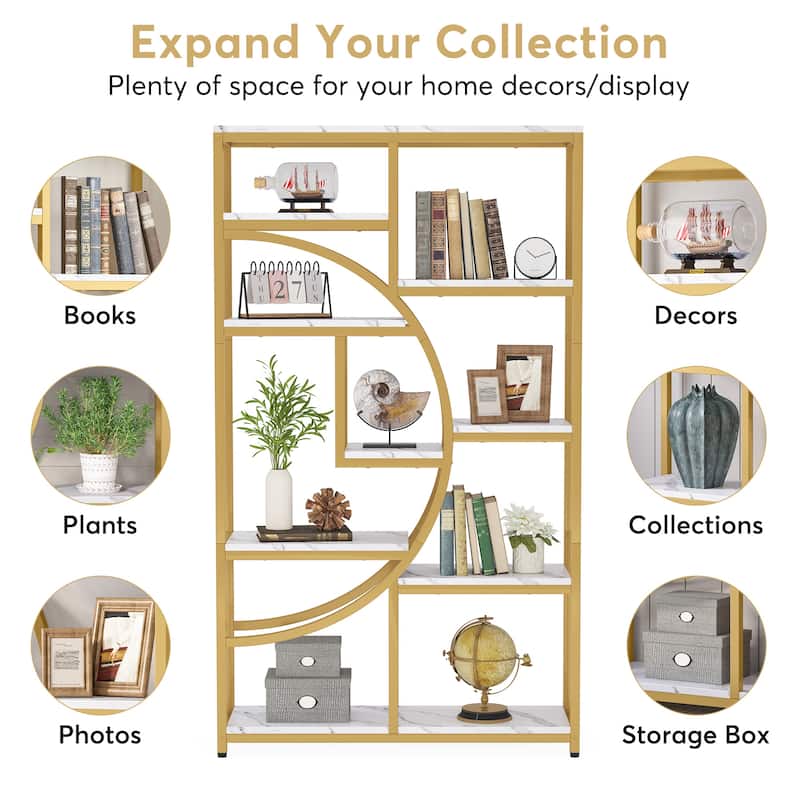 5-Tier Industrial Bookshelf, Open Etagere Storage for Living Room