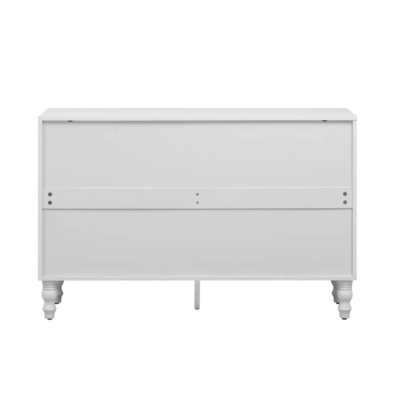 47.2" Modern Leaf-Accent TV Stand - 2 Adjustable Cabinets, Roman Column Legs and Anti-Tip Design