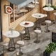 preview thumbnail 12 of 18, Faux Marble Bar Table, High Top Bistro Pub Cocktail Accent Table for Dining Room Coffee Shop Bar Party Kitchen