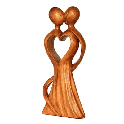 12" Wooden Handmade Abstract Sculpture Statue Handcrafted "Love of My Life" Gift Art Home Decor Figurine Accent Hand Carved