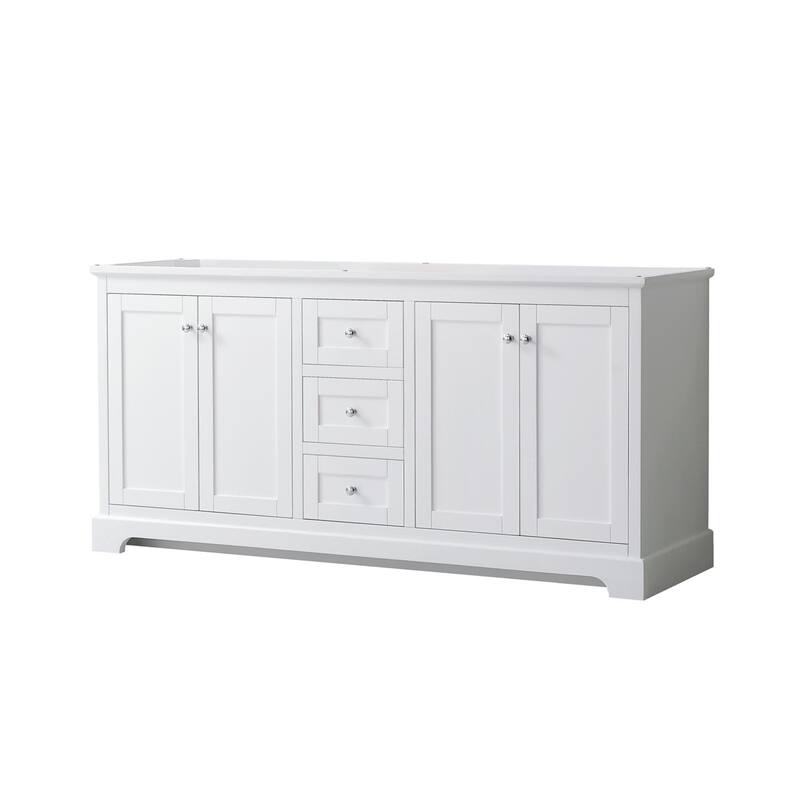 Wyndham Collection Avery 72" Double Free Standing Vanity Cabinet Only - White / Polished Chrome Hardware