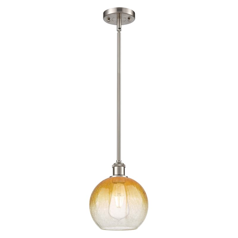 Innovations Lighting Endless Possibilities Ballston - Brookhaven Globe - 1 Light 8" Stem Hung Mini Pendant - Amber/Brushed Satin Nickel