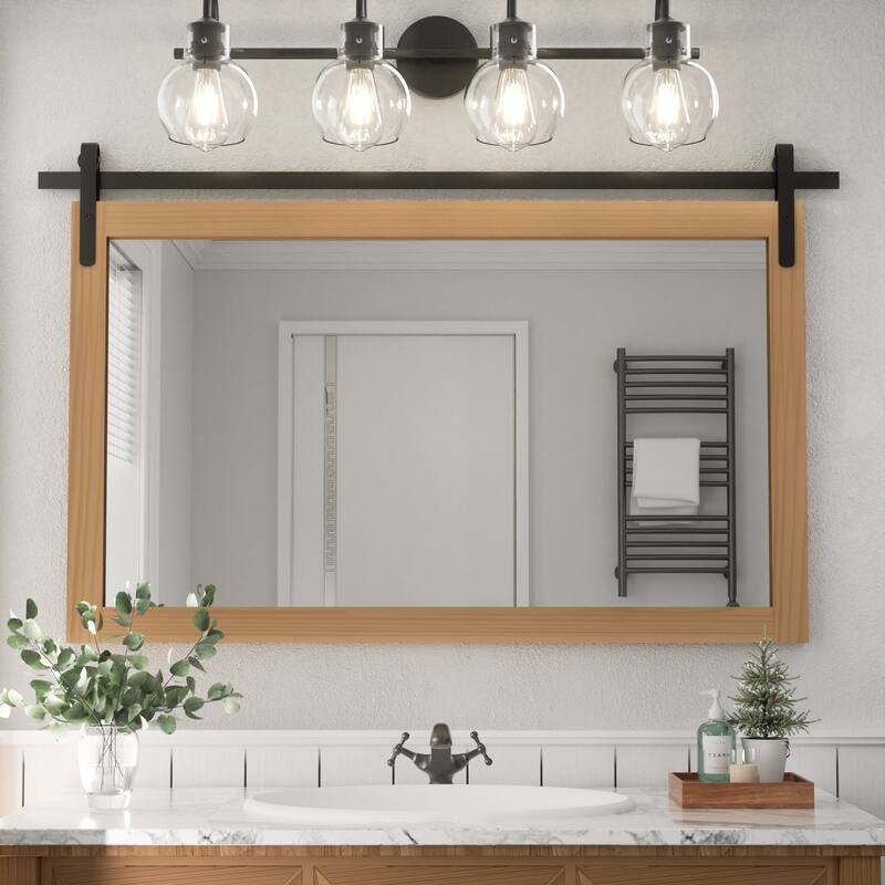 Rural Style Wall Mirrors Farmhouse Bathroom Mirrors Barn Mirror Vanity Mirror with Wood Framed(1 Piece)