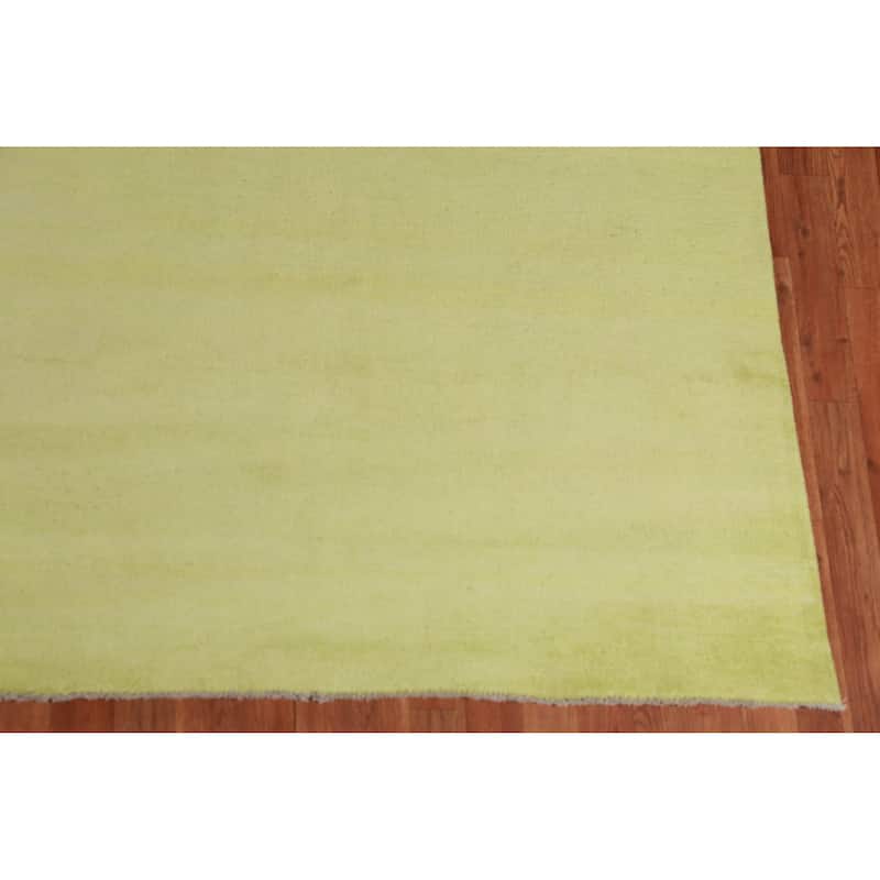 Hand Knotted Oriental 100% Wool Carpet Modern Solid Green Gabbeh Area Rug - 14' 0'' X 10' 1''