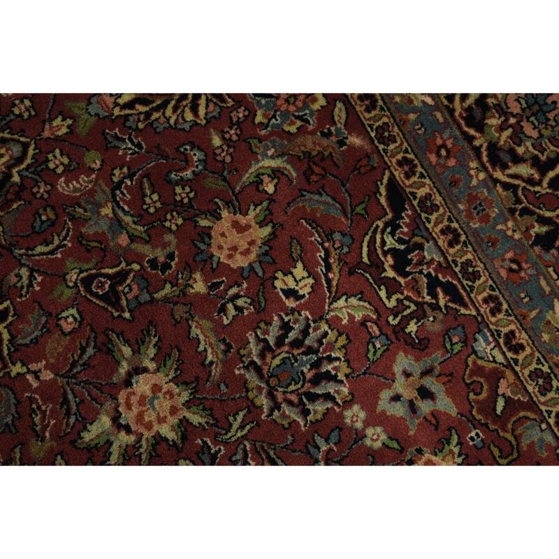 Hand Knotted Oriental 100% Wool Carpet Traditional Floral Red Kashan Area Rug - 9' 0'' X 6' 0''