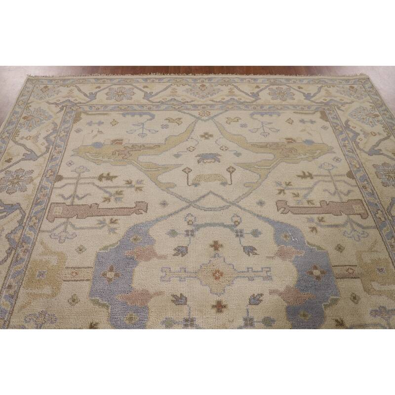 Beige Oushak Oriental Area Rug Handmade Wool Carpet - 7'11"x 9'0"