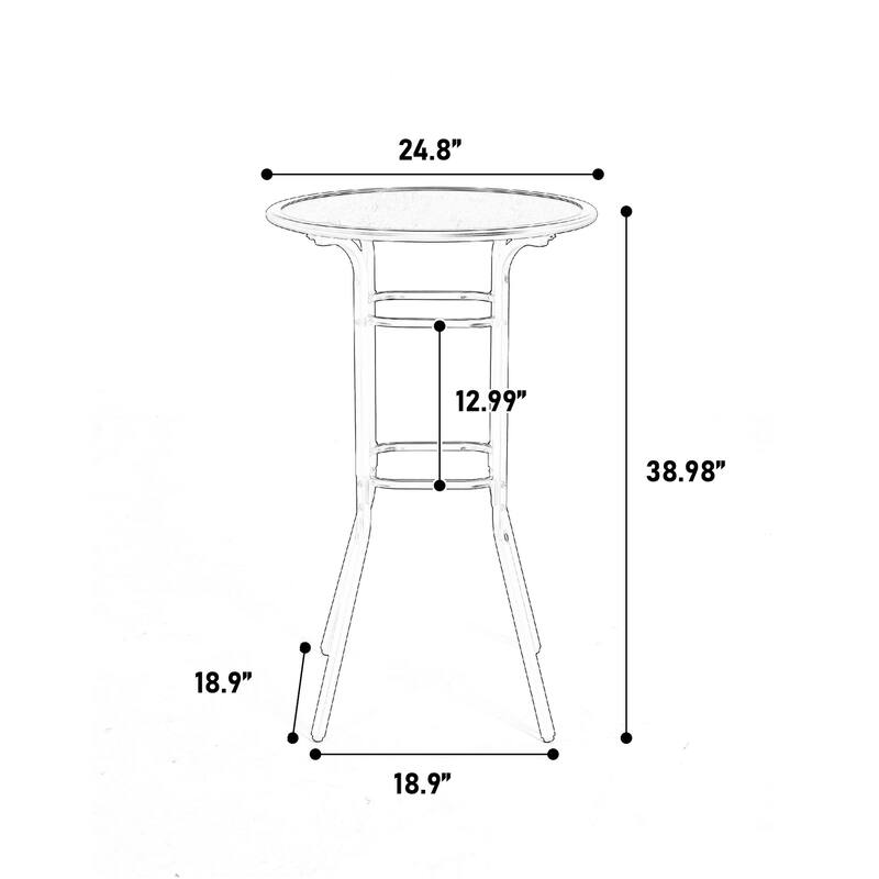 Outdoor High Top Table and Chairs Set, 3 Piece Patio Bar Set