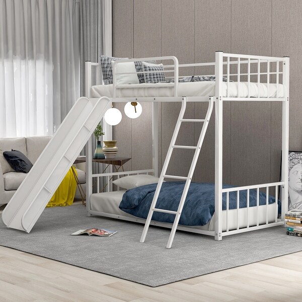 white bed with slide