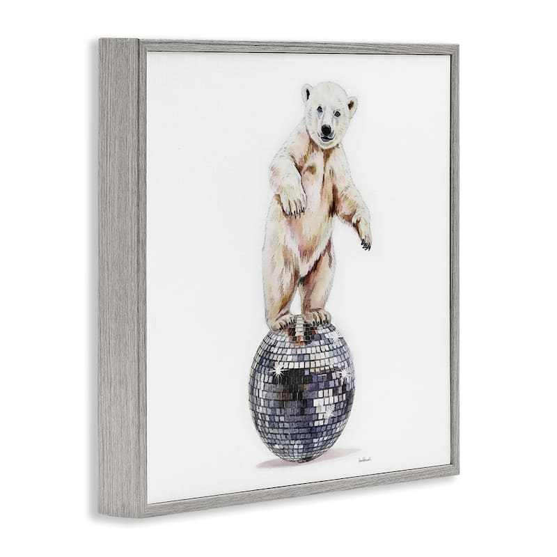 Stupell Polar Bear on Disco Ball Framed Giclee Art Design By Amanda Greenwood