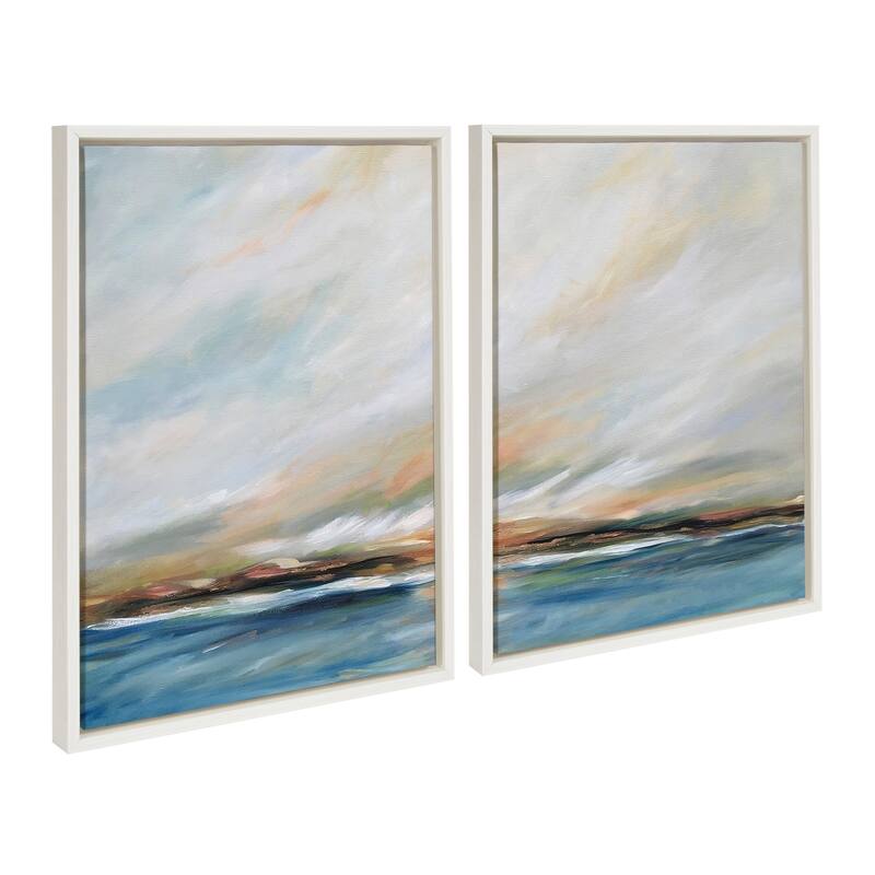 Kate and Laurel Sylvie Sunday Morning Framed Canvas by Mary Sparrow - 2 Piece 18x24 - Plastic - White