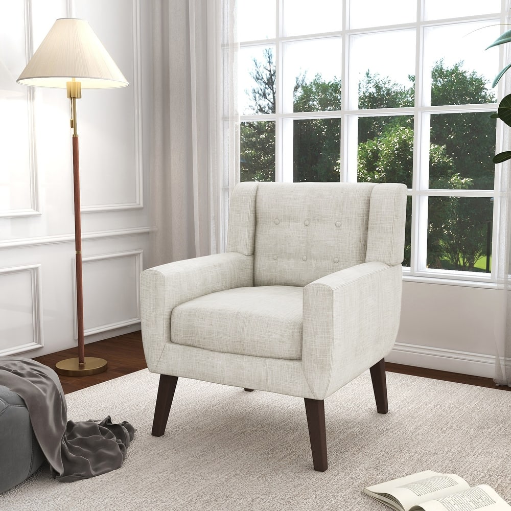 Cotton/ Linen Look Fabric Modern Accent Chair Armchair
