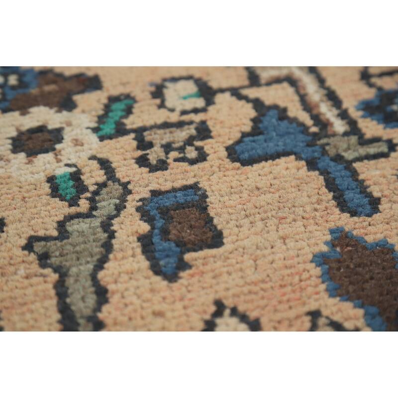 Hand Knotted Oriental 100% Wool Carpet Traditional Geometric Peach Hamedan Runner Rug - 10' 2'' X 3' 4''